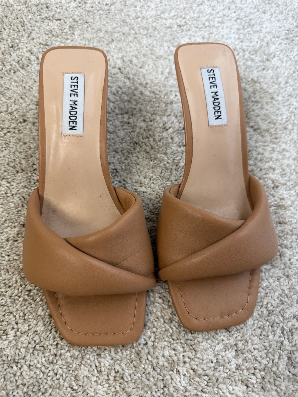 Steve Madden Cognac Padded Crossover Slide Mules